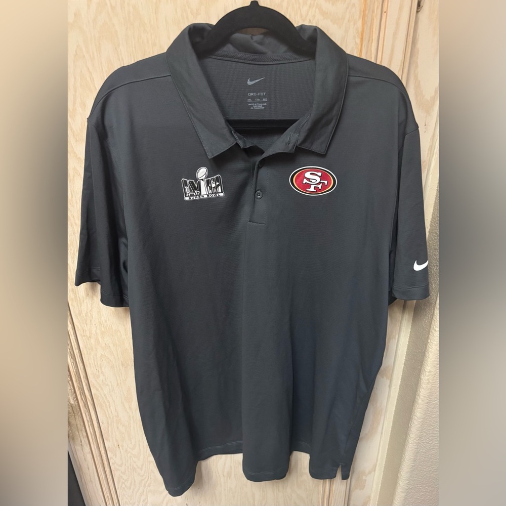 Nike Dri Fit 49ers Polo‎ Shirt Mens XXL Gray San Francisco Super Bowl LVIII NFL
